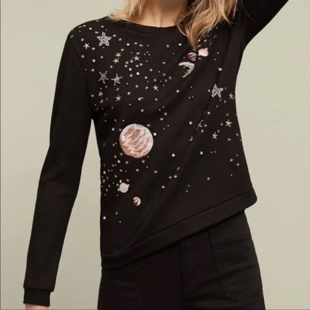 SOLD Anthropologie Postmaster Stargazer Sweater Embellished Pullover Small
